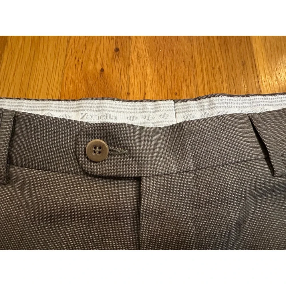 Zanella Nordstrom Todd Grey Wool Dress Pants Mens 33 Flat Front Made in Italy